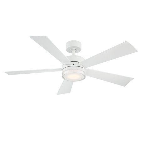 MODERN FORMS Wynd 5-Blade Smart Ceiling Fan 52in Matte White with 3000K LED Light Kit and Remote Control FR-W1801-52L